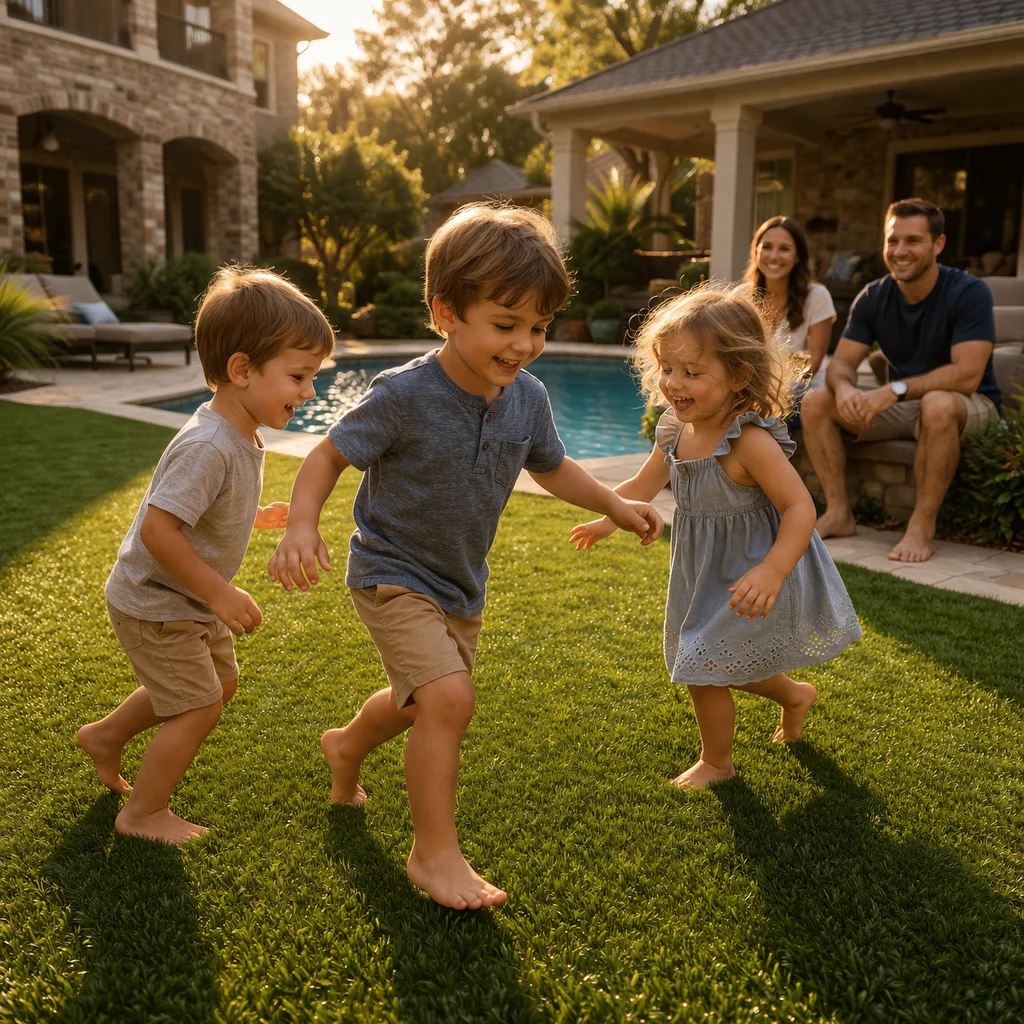 Children playing on turf